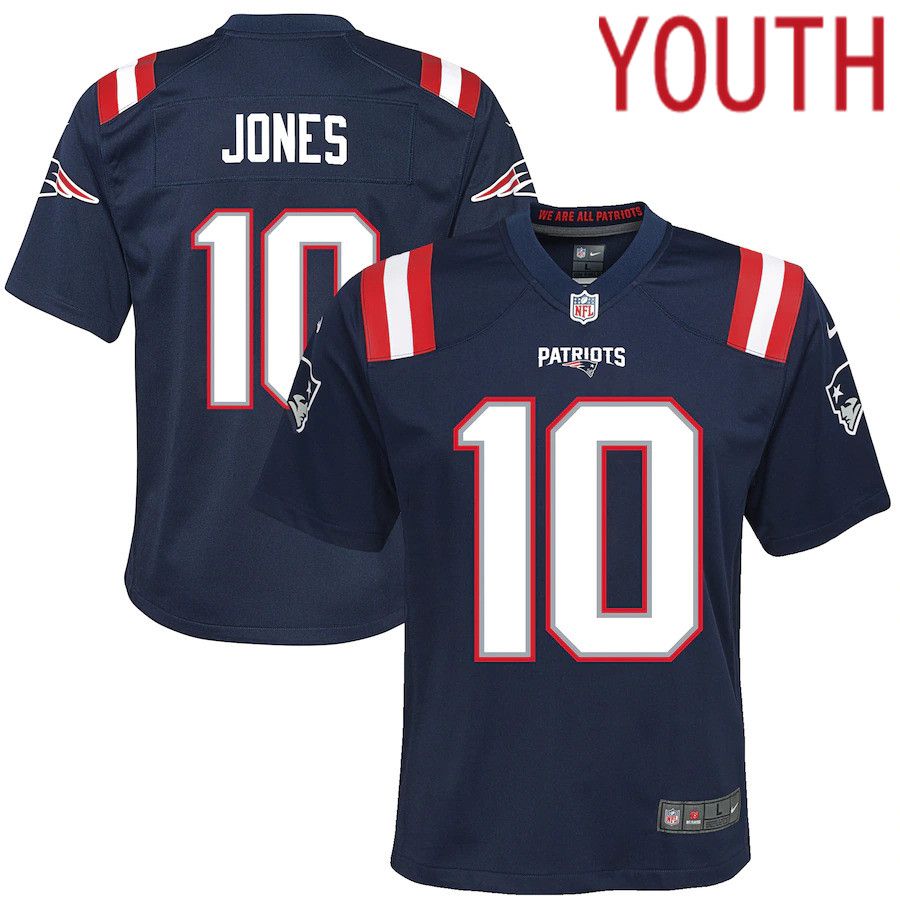Youth New England Patriots #10 Mac Jones Nike Navy Game NFL Jersey